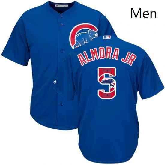 Mens Majestic Chicago Cubs 5 Albert Almora Jr Authentic Royal Blue Team Logo Fashion Cool Base MLB Jersey